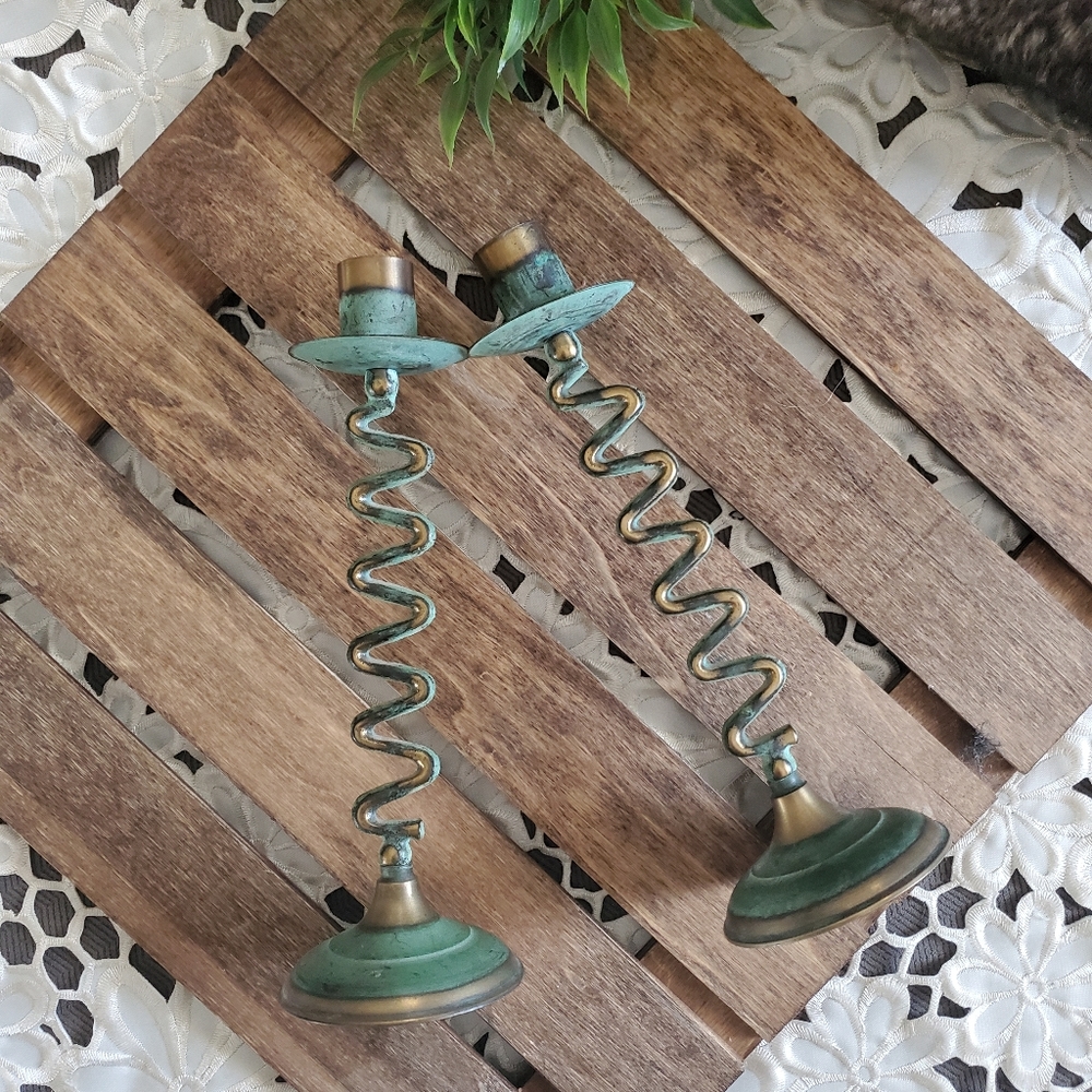 VINTAGE | Oppenheim Enamel Brass Candle Holders